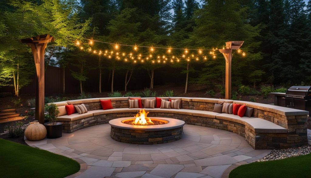 outdoor fire pit retaining wall