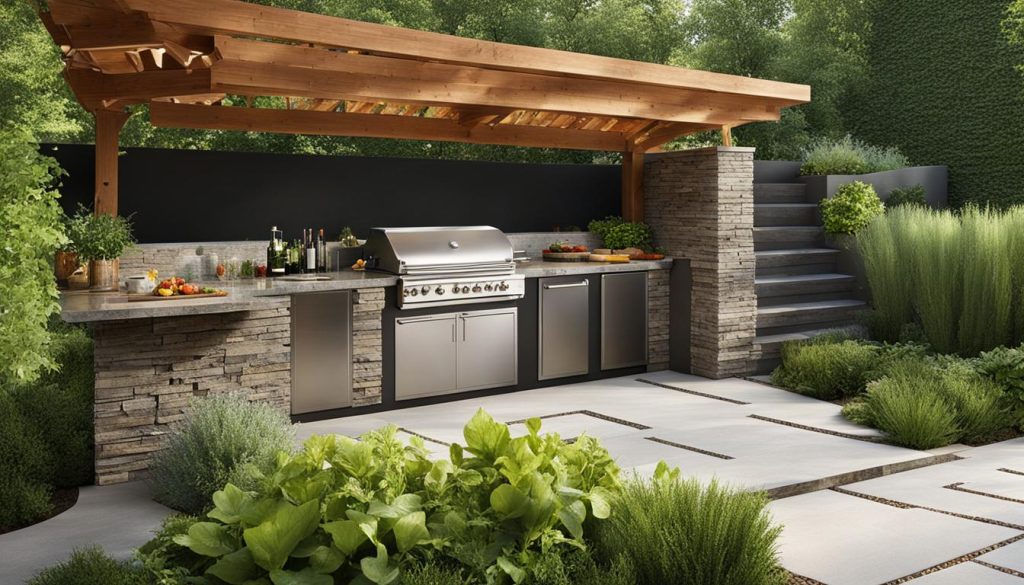 outdoor kitchen retaining wall
