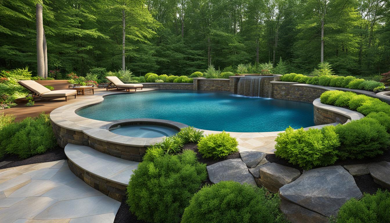 Pool area retaining wall